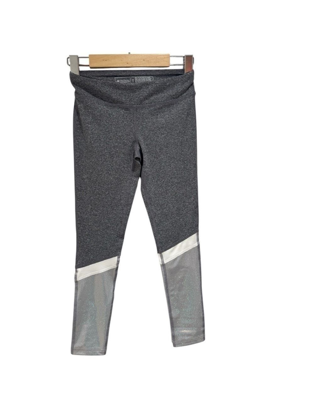 IDEAOLOGY grey & holographic colourblock leggings - kids size small (approx 6-8)